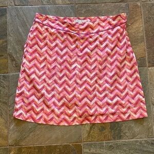 Fairway & Greene Pink Orange Chevron Side Zip Golf Tennis Skort Size 8